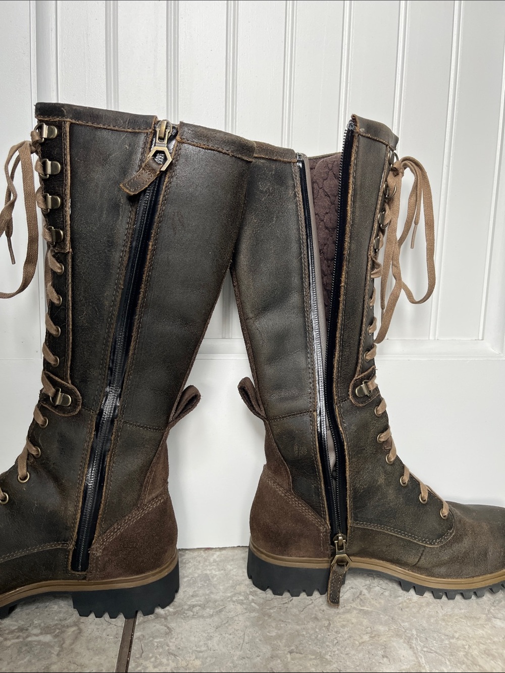 Timberland Wheelwright Tall Waterproof Knee High Moto Boots Dark Brown Suede 6.5 - Picture 5 of 13